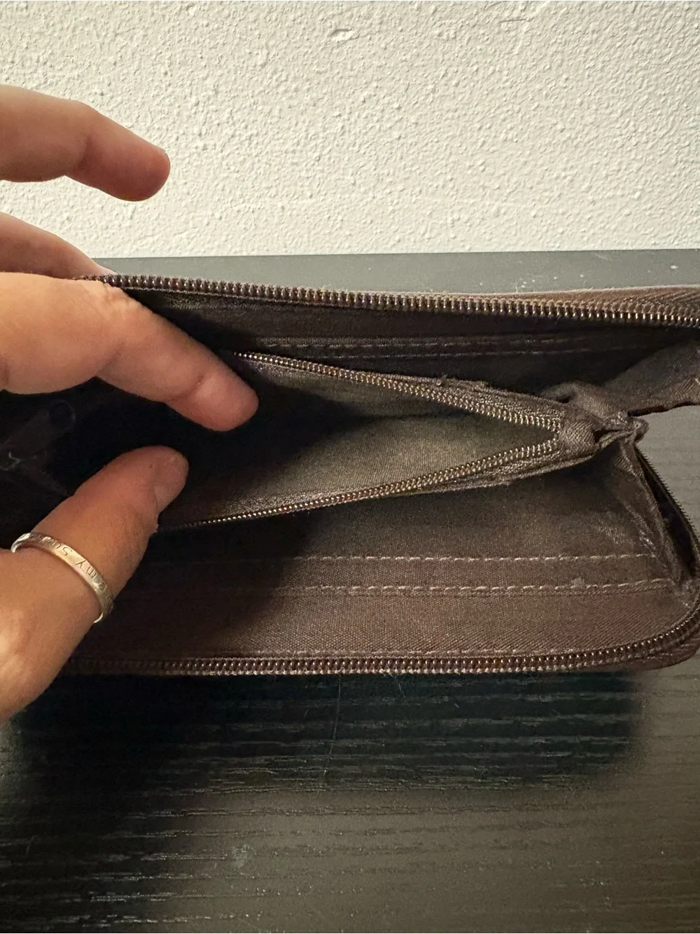 Brown Zip Around Wallet Organizer Clutch Accordion Style
